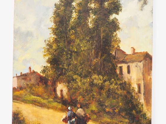 Ecole française fin XIXème - début XXème. "le retour des lavandières".