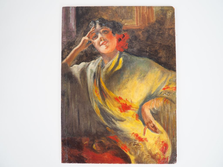 Ecole française ou espagnole XXème. "la belle andalouse". Huile sur ca