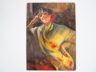 Vente aux enchères Ecole française ou espagnole XXème. "la belle andalouse". Huile sur ca