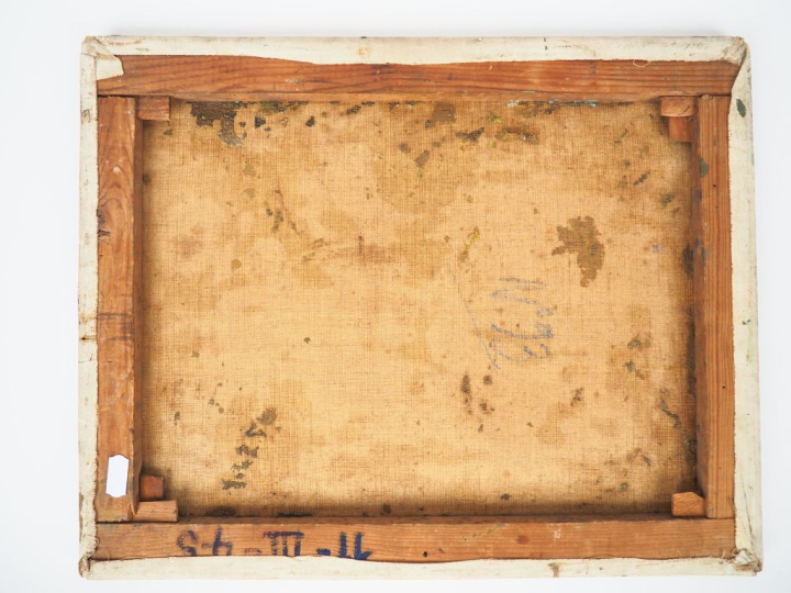 Ecole française début XXème. "la Ferme près des peupliers". Huile sur 