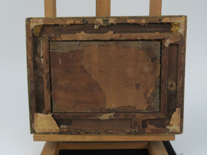 Ecole XIXème "Balade dans la campagne bretonne". Huile sur panneau, si