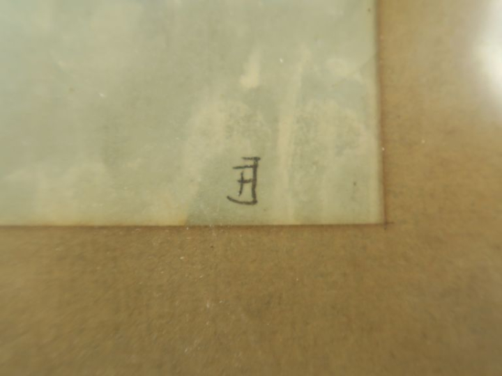 Ecole française XXème. "Les pélicans". Aquarelle, monogrammée en bas à