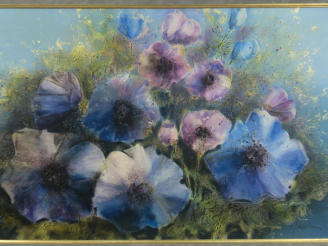 Vente aux enchères Ecole française XXème. "Bouquet de fleurs". Huile sur toile, signée en