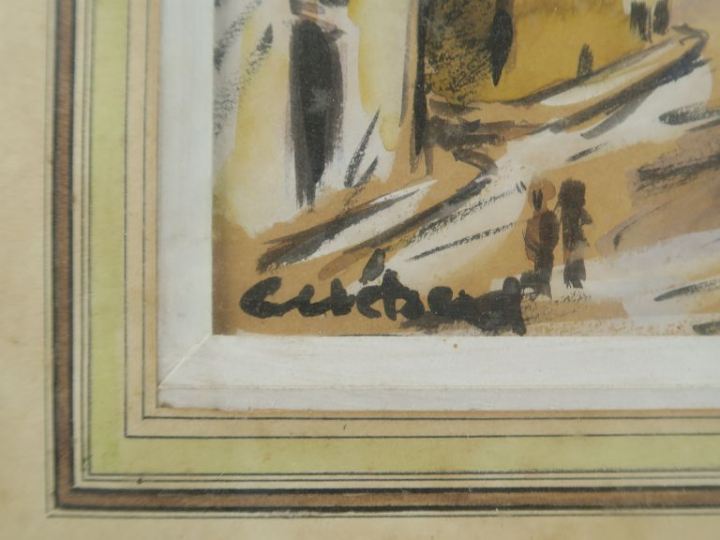 Ecole toulousaine XXème. "Vue de la Basilique Saint  Sernin" et "villa