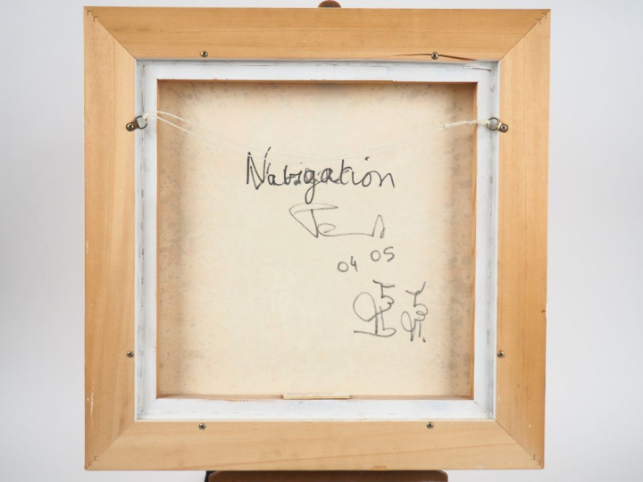 Ecole française contemporaine. "Navigation". Huile sur toile, signée e