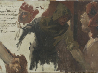 Vente aux enchères Jean-Paul LAURENS. Etude pour "le meurtre des Maréchaux". Huile sur to