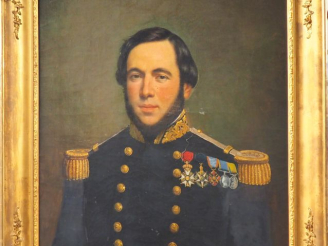 Vente aux enchères Ecole française XIXème.  "portrait d'officier de marine" Huile sur toi