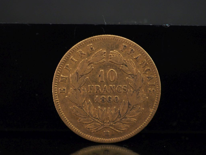 Une pièce de 10 Francs or, 1860. FRAIS ACHETEURS 10% HT.   