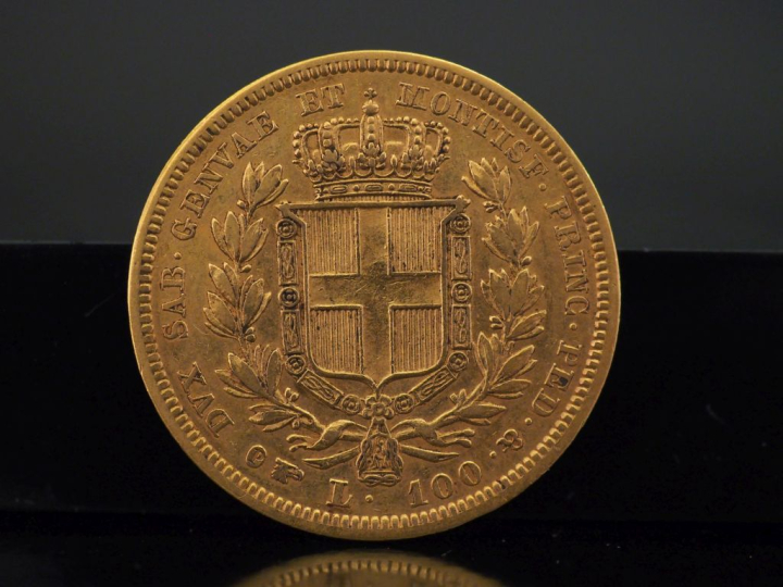 Une pièce de 100 Lires or, 1834. FRAIS ACHETEURS 10% HT.   