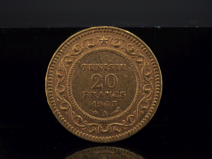 Pièce de 20 Francs Tunisien or, 1903-A. FRAIS ACHETEURS 10% HT.   