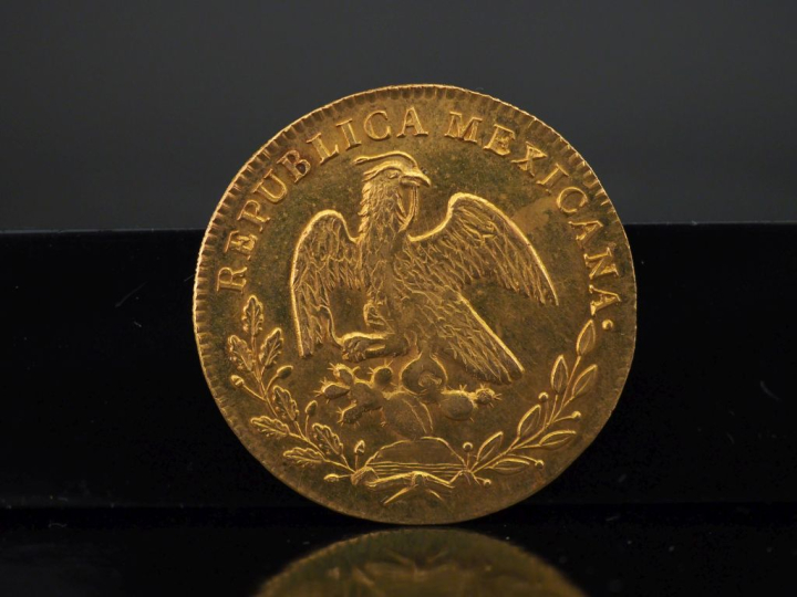 Une pièce de 4 Escudos or, Republica Mexicana, 1856. FRAIS ACHETEURS 1