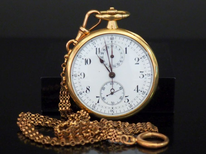 BREGUET No. 2480 Début XXe siècle  Montre de poche chronographe en or 