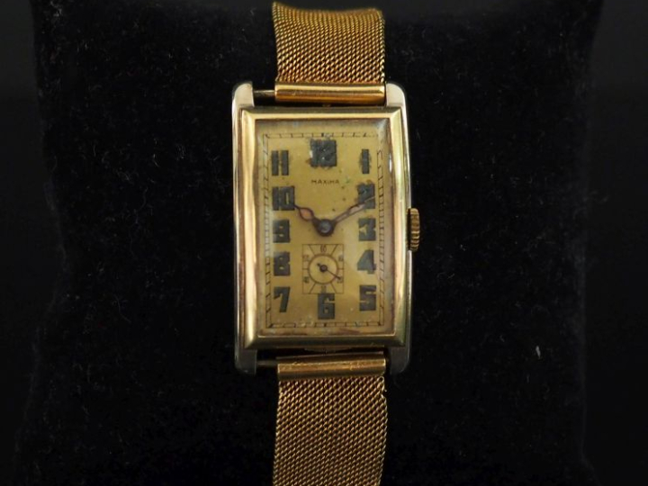 MAXIMA,  Montre bracelet d'homme, boitier deux tons d'or 585, bracelet