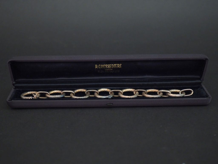 Bracelet articulé en argent 925, maille jaseron.  Le maillon rond, à d