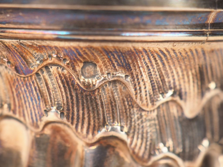 	Verseuse Napoléon III de style rocaille en argent 925, poinçon Minerv