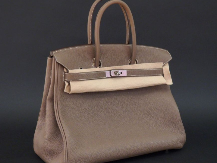 HERMES, Paris Sac Birkin, modèle "Etoupe" en cuir. Double poignée en c