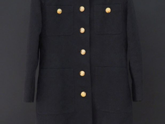 Vente aux enchères YVES SAINT LAURENT  Tailleur jupe noir en coton (98%) et polyamide (8%