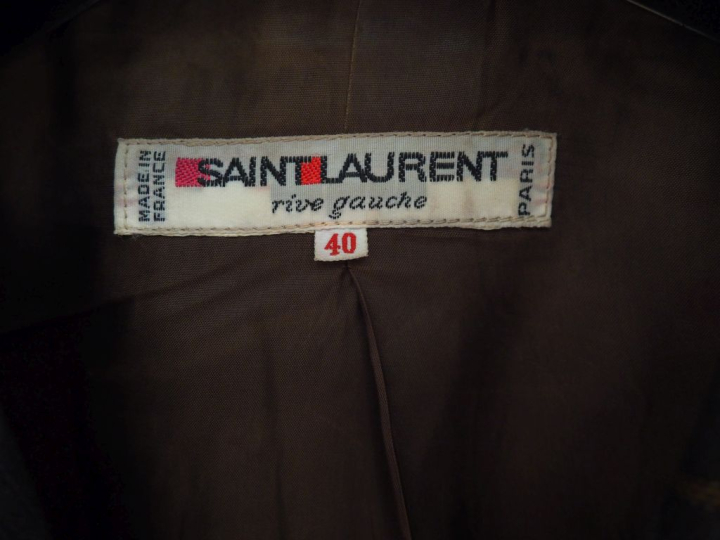 YVES SAINT LAURENT, Rive gauche Ensemble de tailleur en tissu rayé mar