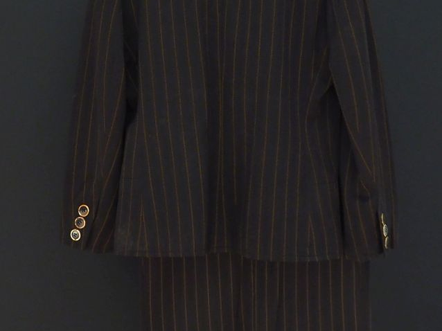 YVES SAINT LAURENT, Rive gauche Ensemble de tailleur en tissu rayé mar