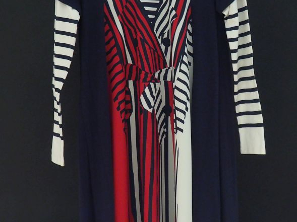 Junior GAULTIER,  Robe bleu marine, à décor d'un manteau en trompe l'œ