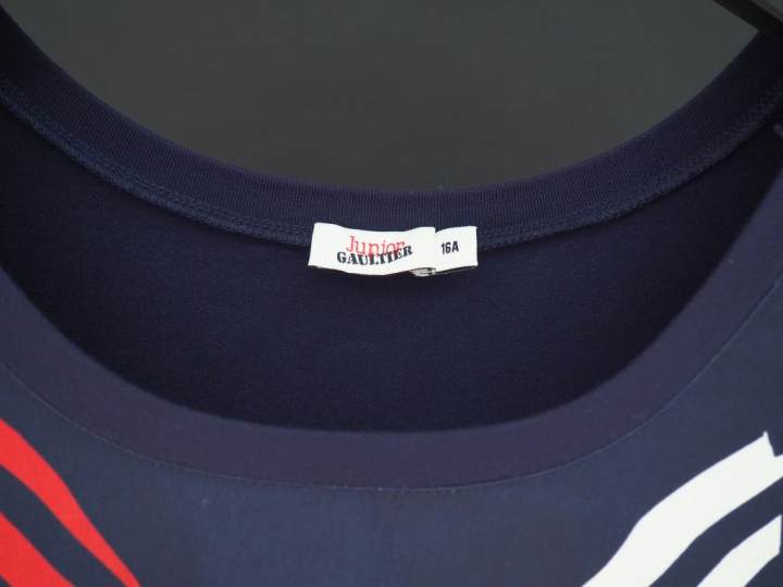 Junior GAULTIER,  Robe bleu marine, à décor d'un manteau en trompe l'œ