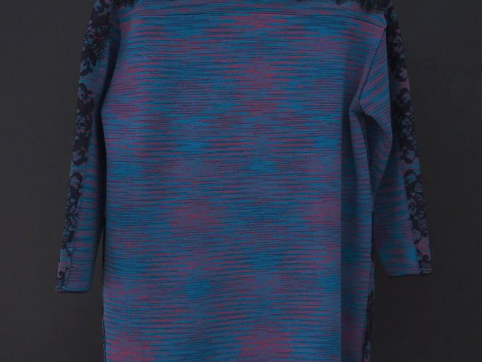 MISSONI Veste longue dans les tons rose, turquoise et noir en laine (7
