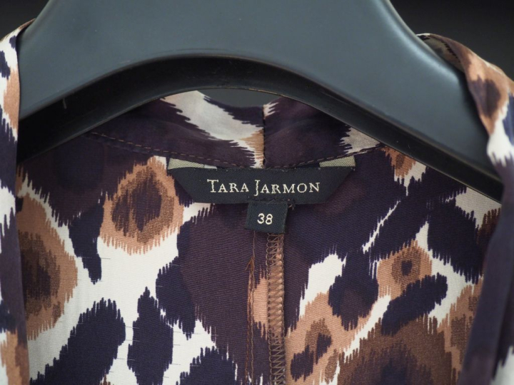 TARA JARMON,  Robe en soie (100%), à imprimé dans les tons bruns, marr