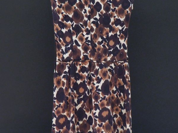 TARA JARMON,  Robe en soie (100%), à imprimé dans les tons bruns, marr