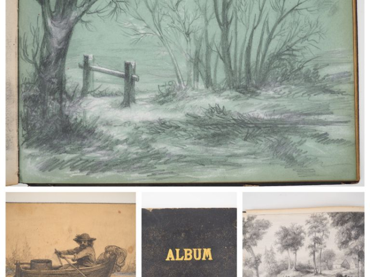 Hippolyte ROUX. Album de dessins comprenant 22 compositions, porte une