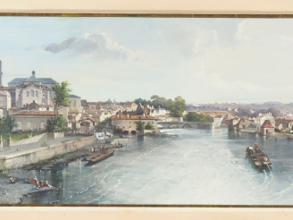 Vente aux enchères Jean-Jacques ALBAN DE LESGALLERY. "Vue de Périgueux". Aquarelle gouach