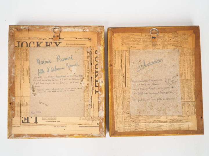 Julien Leopold BOILLY. "Portraits des sœurs Ramel". 2 dessins réhaussé