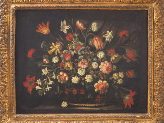 Vente aux enchères Juan de ARELLANO (d'après). "Corbeille fleurie". Huile sur toile. Dim.