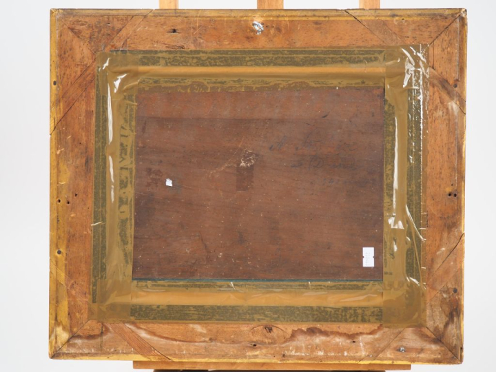 STEPHAN (attribué à). "Scène de bataille". Huile sur panneau, traçe de