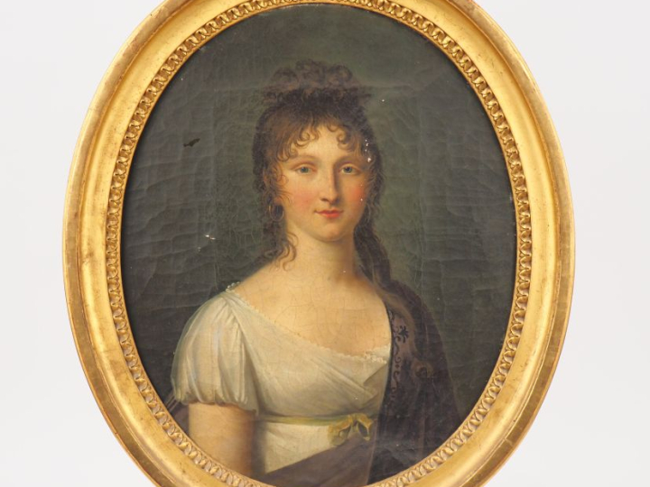 Ecole française fin XVIIIème début XIXème. "Portrait de jeune fille du