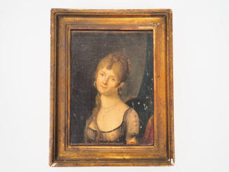 Vente aux enchères Ecole française fin XVIIIème début XIXème. "Portrait de jeune femme à 