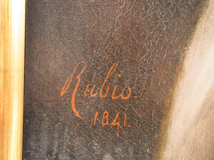 Luigi RUBIO. "Portrait de jeune fille à la robe de soie blanche". Gran