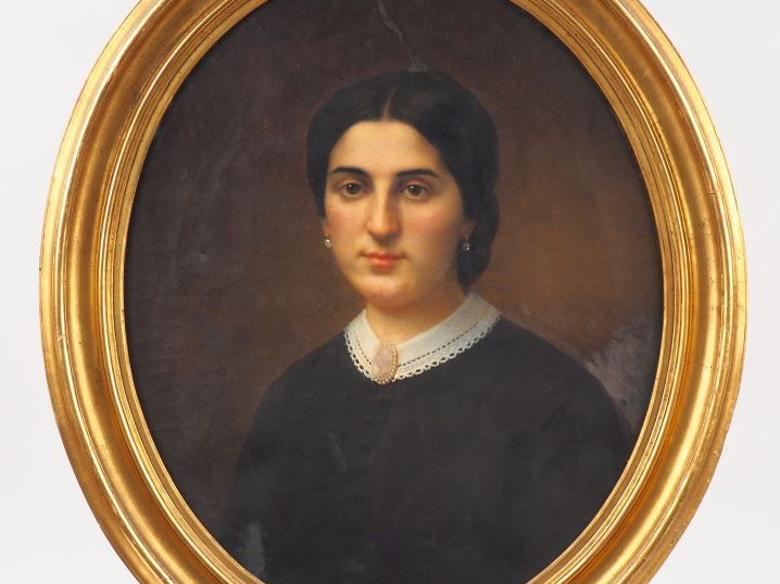 Ecole française XIXème. "Portrait de jeunes époux". Paire d'huiles sur