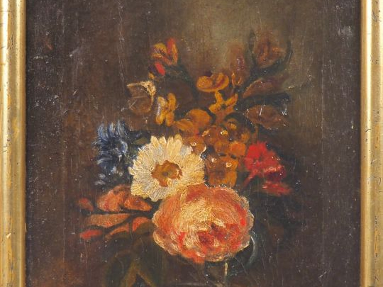 Ecole du Nord. "Bouquet de fleurs". Huile sur toile. Dim. 45 x 31 cm. 
