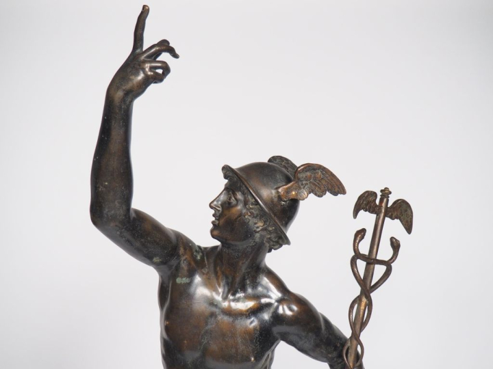Jean de BOLOGNE. (d'après). "Le Mercure ailé" Grande sculpture en bron