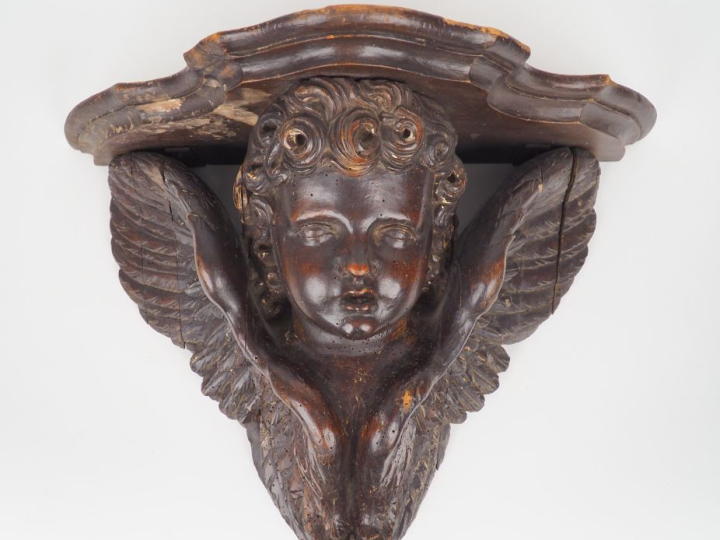 Grande sellette d'applique de style Louis XVI, en bois naturel mouluré