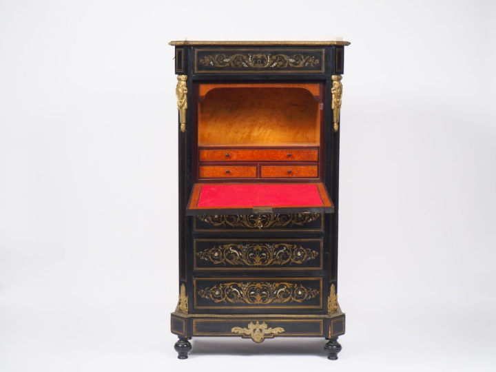 Secrétaire à abattant Napoléon III de style Louis XVI en marqueterie B