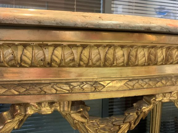 Console à quatre pieds Napoléon III de style Louis XVI , en bois sculp