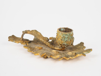 Vente aux enchères Passe-couloir 1900 en bronze en forme de chardon en fleur. Dim. 5 x 17