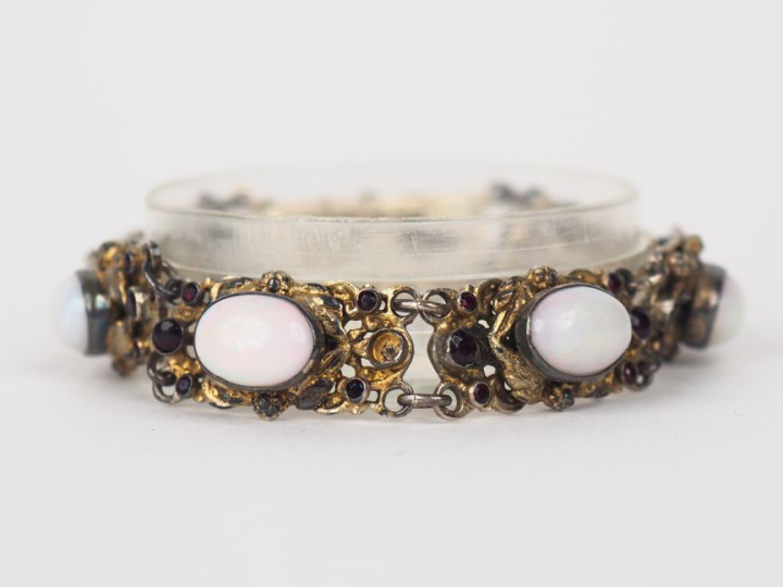 Bracelet artriculé en argent et vermeil, composé de maillons rectangul