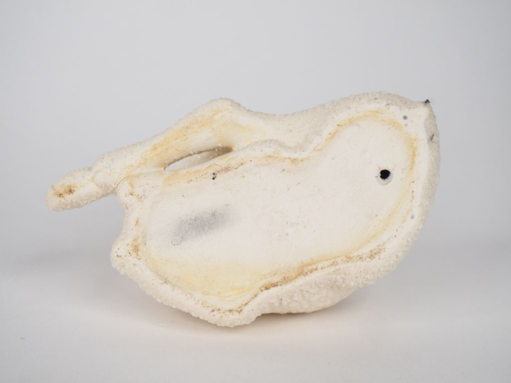 Sujet XXème en céramique blanche figurant un faon couché. Dim. 11 x 14