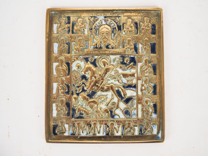 Icône en bronze émaillé du "Miracle de Démétrios de Thessalonique. Mos