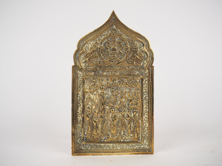 Icône en bronze de la Protection de la Vierge. Moscou, seconde moitié 