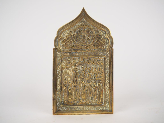 Vente aux enchères Icône en bronze de la Protection de la Vierge. Moscou, seconde moitié 
