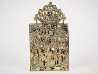 Vente aux enchères Icône en bronze de la Protection de la Vierge. Moscou, première moitié