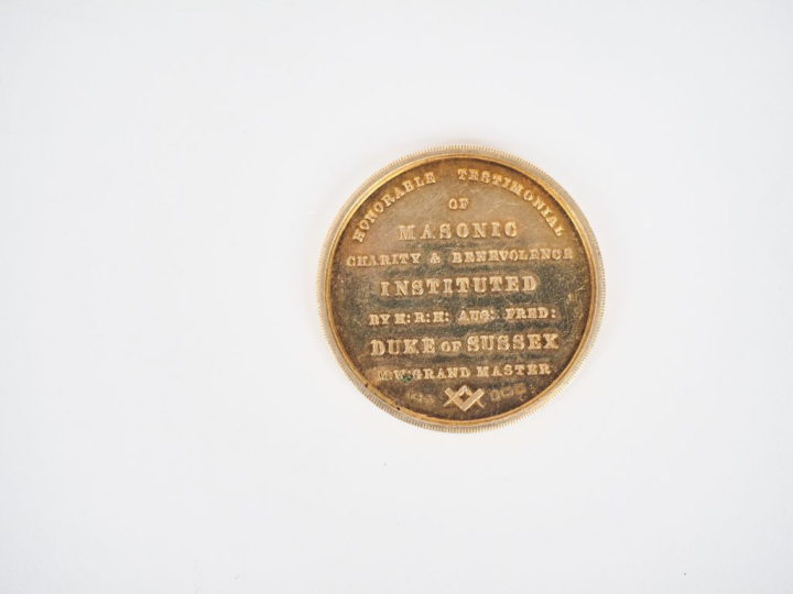 Médaille maçonnique en argent doré à l'effigie du Duke of Sussex, gran
